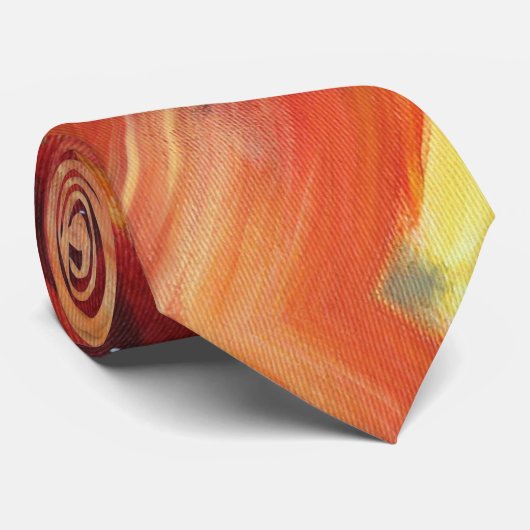 Oranje lederen het Schilderen detail Stropdas (Opgerold)