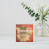 Oranje ledertextiel met goudflesjes vierkante visitekaartje (Staand voorkant)