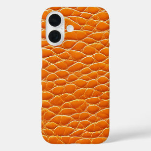 Oranje leer effect patroon iPhone 16 hoesje