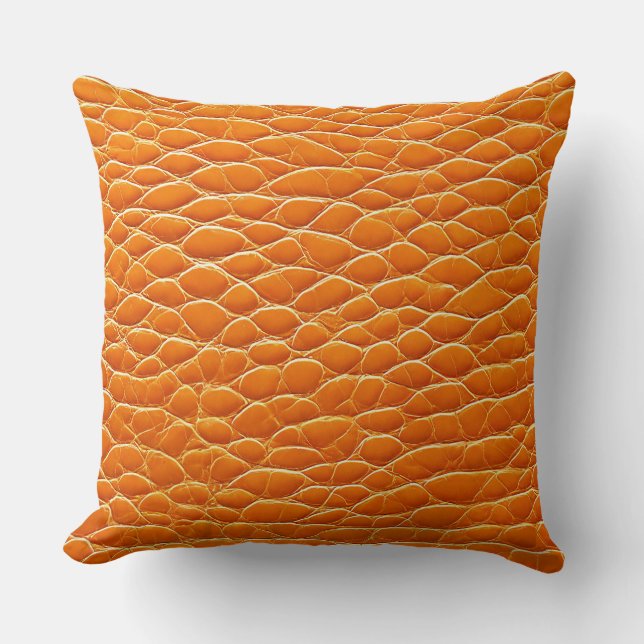 Oranje leer effect patroon kussen (Voorkant)