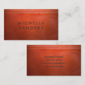 Oranje Leer Textuur | Dubbel Gestikt Visitekaartje (Voorkant / Achterkant)