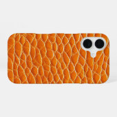 Oranje leereffect patroon iPhone 16 hoesje (Achterkant horizontaal)