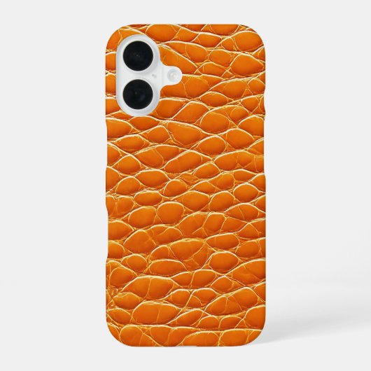 Oranje leereffect patroon iPhone 16 hoesje (Achterkant)