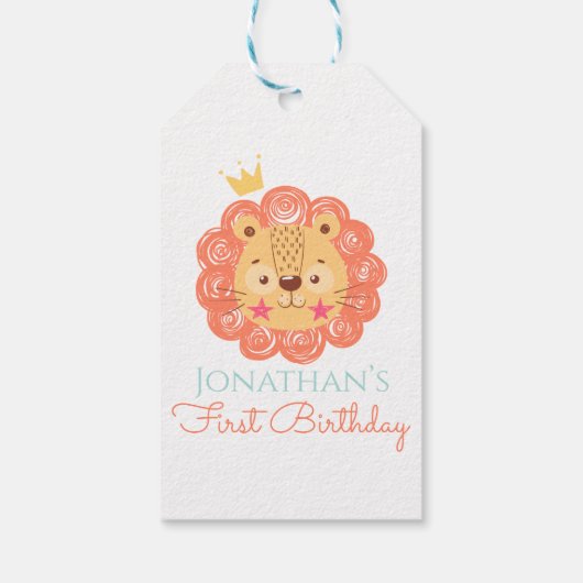 oranje, leeuw, baby, douche, babyboy, schattig, be cadeaulabel (Achterkant)