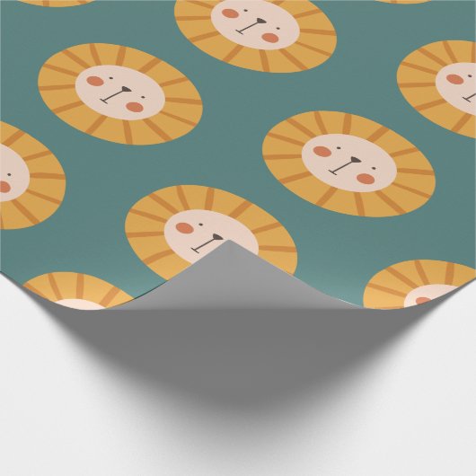 Oranje leeuw groen omslagpapier cadeaupapier (Hoek)