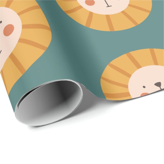 Oranje leeuw groen omslagpapier cadeaupapier (Rol Hoek)