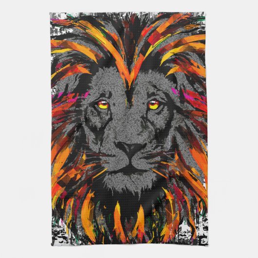 Oranje leeuwenkop - Lion Face - Lion Kitchen Towel Theedoek (Verticaal)