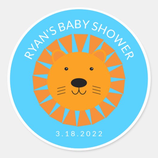 Oranje leeuwenwelp Dier Custom Baby shower Verjaar Ronde Sticker (Voorkant)
