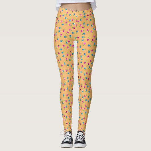  Oranje leggings bloemen (Voorkant)