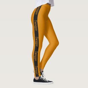 Oranje leggings, yoghagenbroek, actieve kleding, v leggings