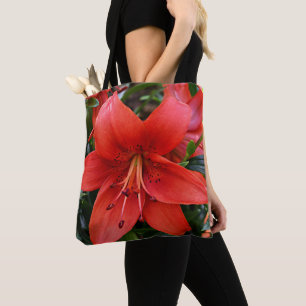 Oranje lelie bloem bloesem tote bag