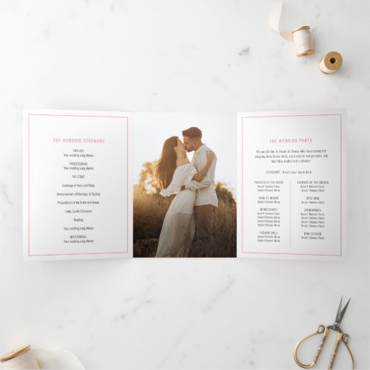 Oranje lelie bloem waterverf bruiloft drieluik programma (Binnen)