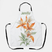 Oranje Lelie Bloemen gepersonaliseerd Schort (Voorkant)
