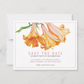 Oranje lelie bloemenkunst bruiloft save the date (Voorkant)