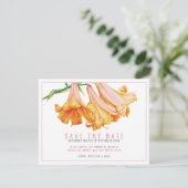 Oranje lelie bloemenkunst bruiloft save the date (Staand voorkant)