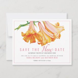 Oranje lelie bloemenkunst bruiloft save the NEW da Date