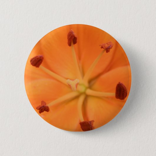 Oranje lelie bloemknop ronde button 5,7 cm (Voorkant)
