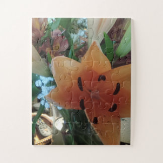 oranje lelie centerpiece Herfst floral centerpiece Legpuzzel