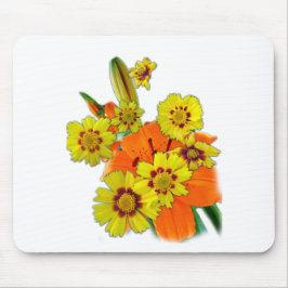 oranje lelie en madeliefjes bloemen muismat