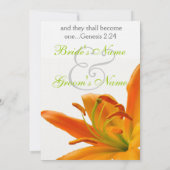 Oranje lelie Huwelijk Kaart (Achterkant)