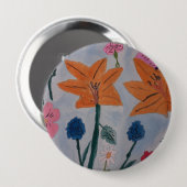 Oranje lelies badge ronde button 4,0 cm (Voorkant /achterkant)