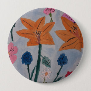 Oranje lelies badge ronde button 4,0 cm