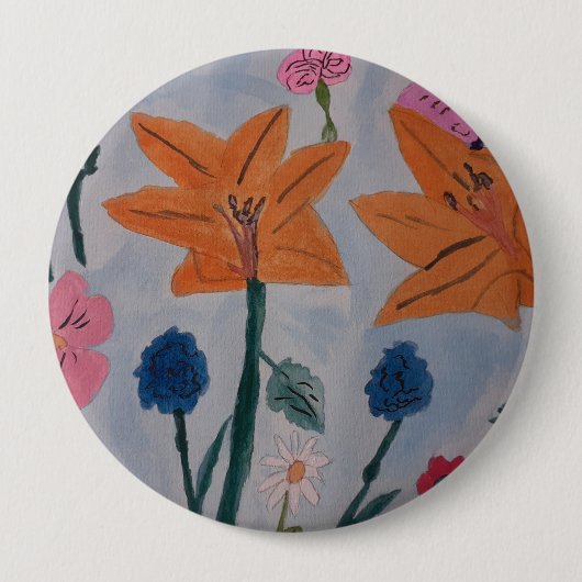 Oranje lelies badge ronde button 4,0 cm (Voorkant)