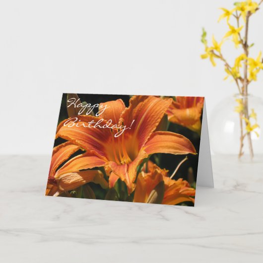 Oranje Lelies - Gelukkige Verjaardag! Kaart (Gele Bloem)