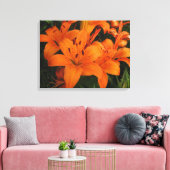 Oranje lelies gewikkeld doek canvas afdruk (Insitu (Woonkamer))