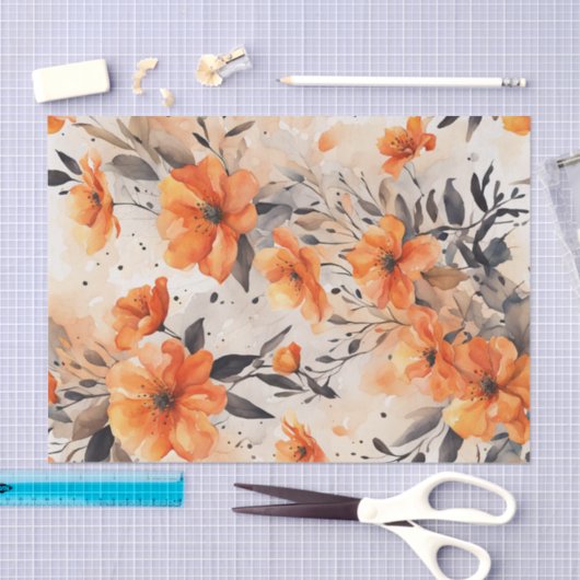 Oranje Lente Bloemen 1 Decoupage Papier (Craft)
