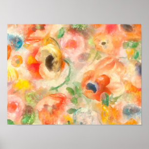 Oranje Lente Bloemen Poster