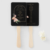 Oranje lentetuig op zwarte achtergrond handventila handwaaier (Voorkant en achterkant)