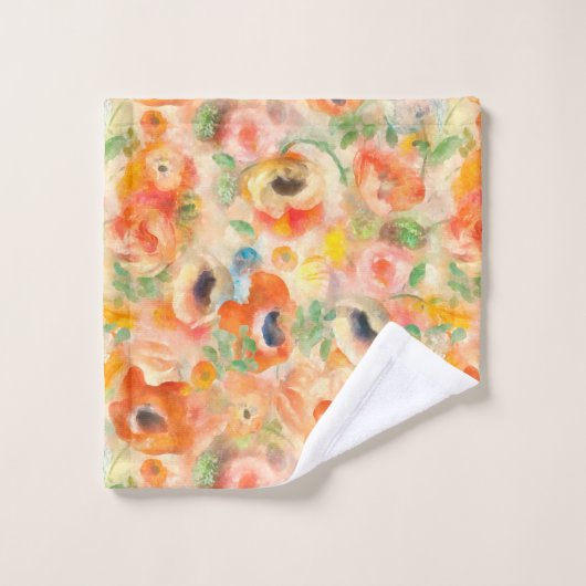 Oranje lentevloeren bad handdoek (Wasdoekje)