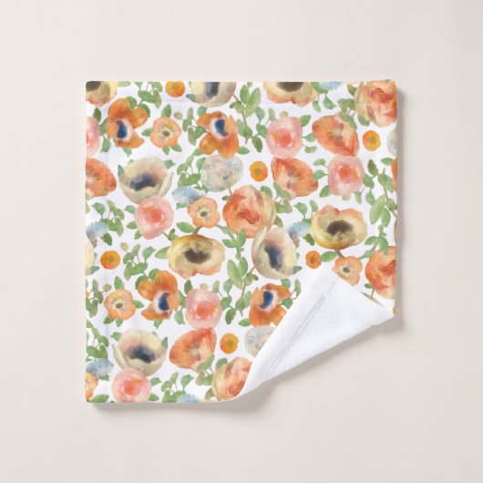 Oranje lentevloeren bad handdoek (Wasdoekje)