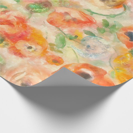 Oranje lentevloeren cadeaupapier (Hoek)