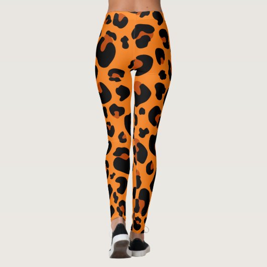 Oranje leopard Cheetah Skin Print Pattern Leggings (Achterkant)