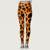 Oranje leopard Cheetah Skin Print Pattern Leggings (Voorkant)