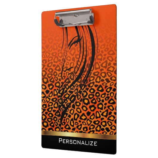 Oranje leopard gradiënt Dierafdrukken met meisje Klembord (Links)