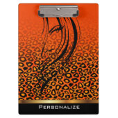 Oranje leopard gradiënt Dierafdrukken met meisje Klembord (Voorkant)