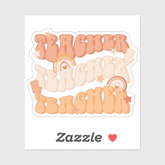 Oranje leraar leraar retro vinyl Sticker (Vel)