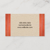 Oranje leren gestikte leren achtergrond visitekaartje (Achterkant)