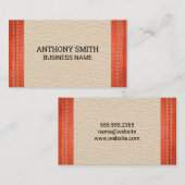 Oranje leren gestikte leren achtergrond visitekaartje (Voorkant / Achterkant)