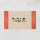 Oranje leren gestikte leren achtergrond visitekaartje (Voorkant)