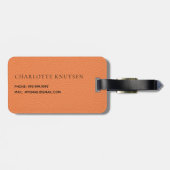 Oranje leren monogram naam bagagelabel (Achterkant horizontaal)