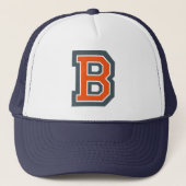 Oranje letter B Monogrammen Trucker Pet (Voorkant)