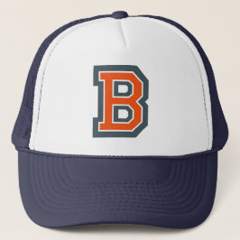 Oranje letter B Monogrammen Trucker Pet