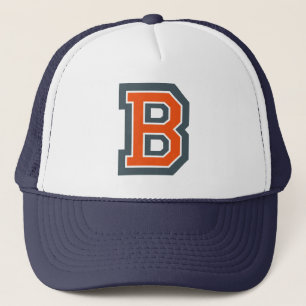 Oranje letter B Monogrammen Trucker Pet