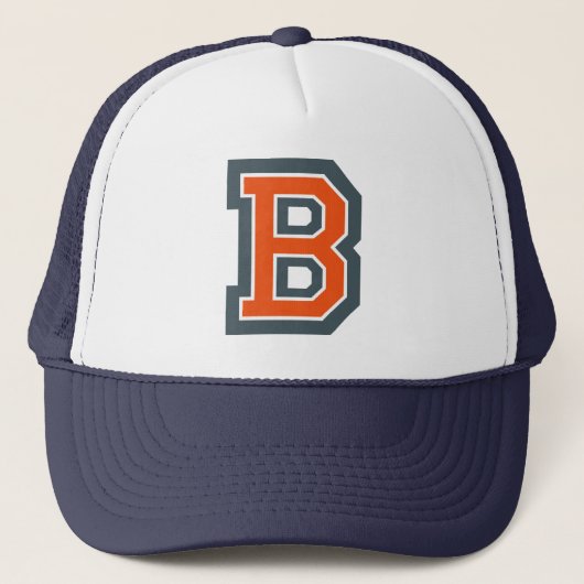 Oranje letter B Monogrammen Trucker Pet (Voorkant)