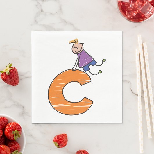 Oranje letter C Servet