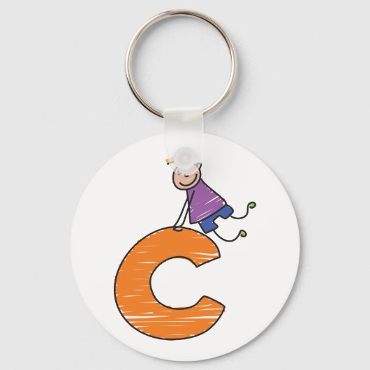 Oranje letter C Sleutelhanger (Achterkant)
